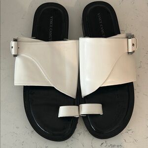 Vince Camuto Black and White Sandals with Textured Strap